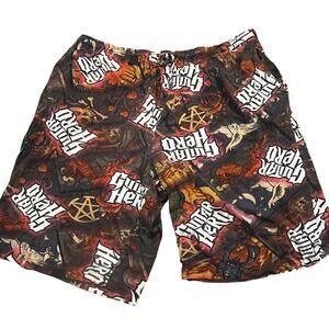 Vintage 2008 Guitar Hero Lounge Shorts Y2K Grunge Rock Flames Mens Large